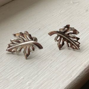 Oak Leaf Vintage Screw On Earrings